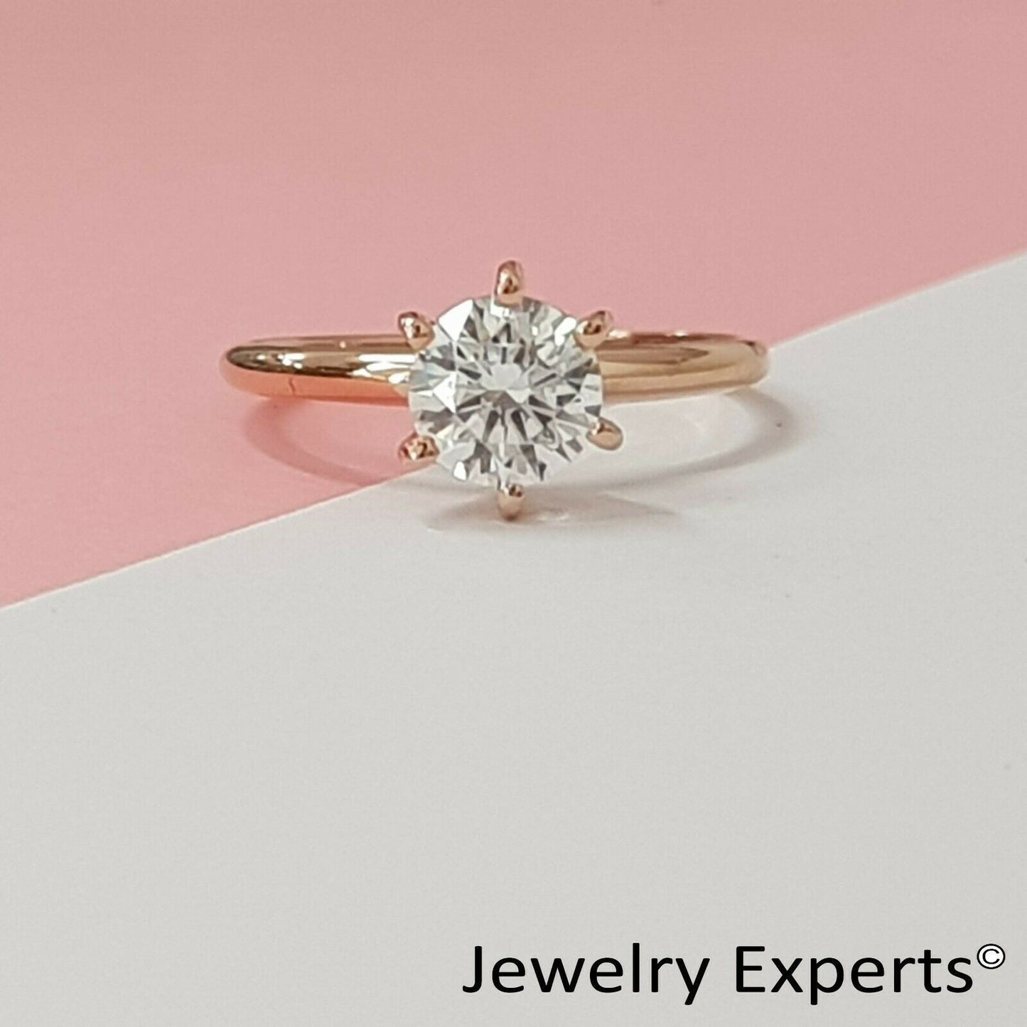 1.25 Carat Diamond Engagement Ring Round Cut 14K Rose Gold D VVS1
