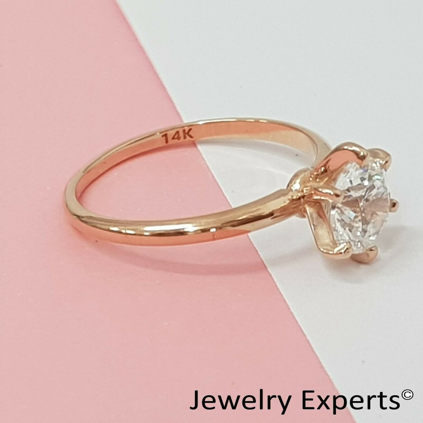 1.25 Carat Diamond Engagement Ring Round Cut 14K Rose Gold D VVS1