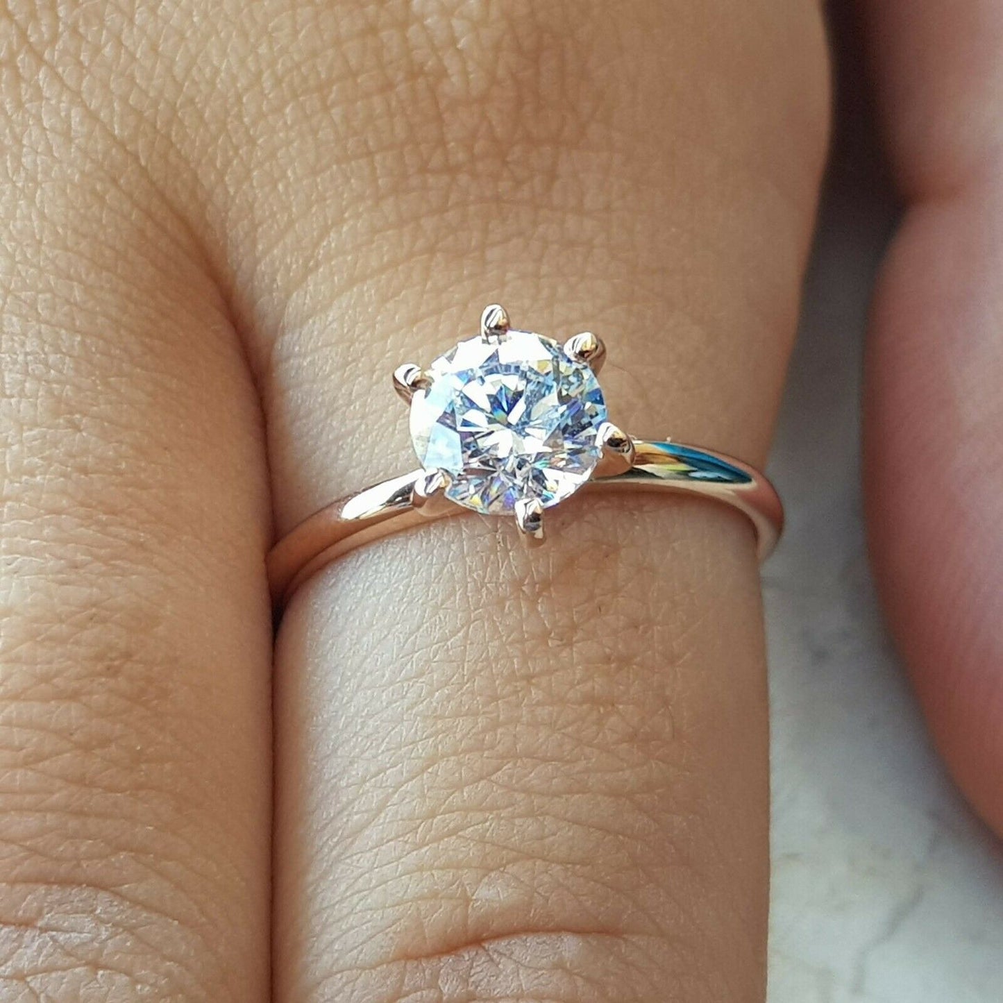 1.25 Carat Diamond Engagement Ring Round Cut 14K Rose Gold D VVS1