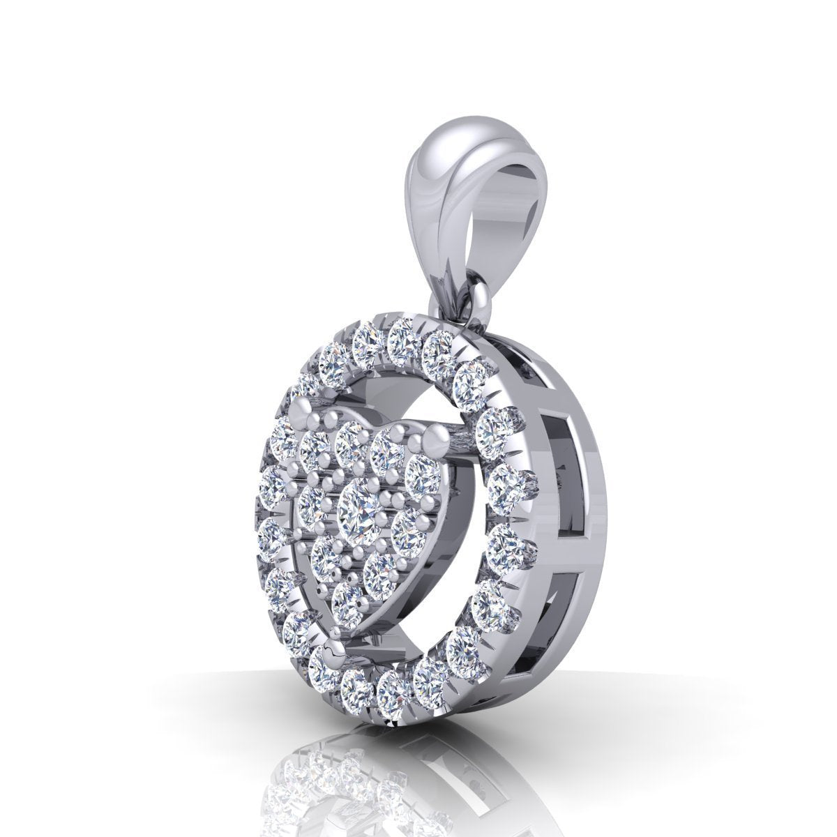 0.45 CT 14K White Gold D VVS2 Diamond Heart Pendant Round Cut Certified For Him For Her Anniversary Beautiful Gift