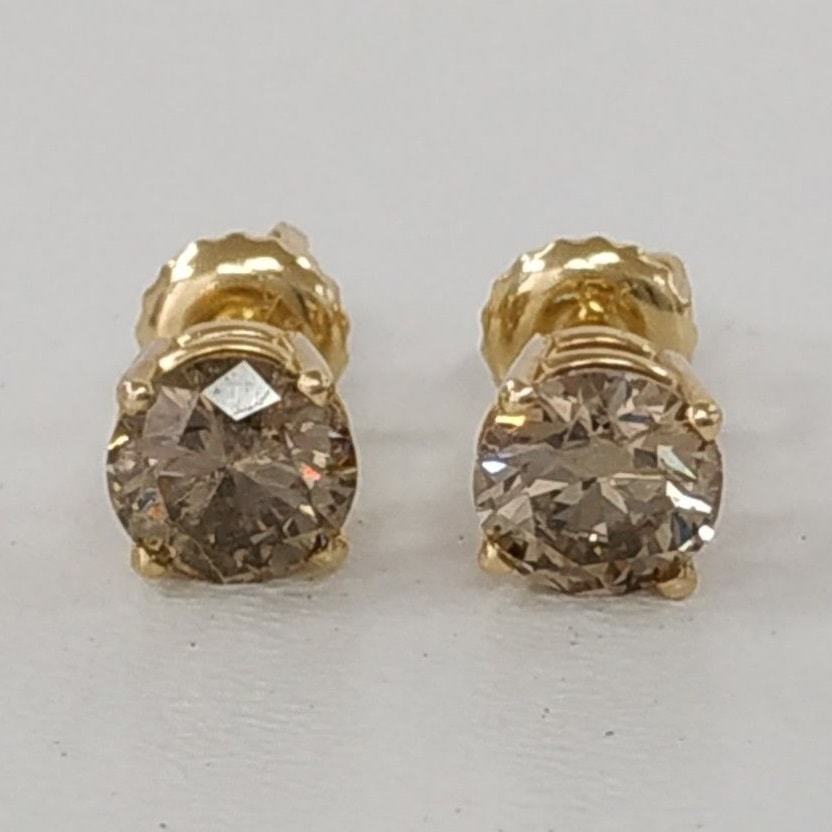 1.55ct Round Cut Diamond Stud Earrings L-M SI2 Natural