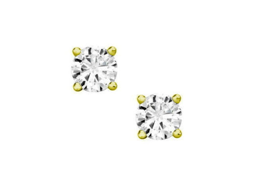 0.60ct ROUND CUT diamond stud earrings 14K YELLOW GOLD H COLOR VS2 NOT ENHANCED