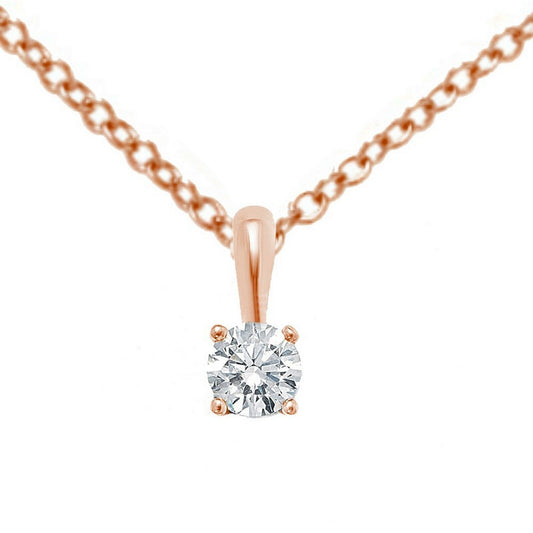 0.72ct REAL diamond pendant 14k ROSE gold certified K VS2 W/chain