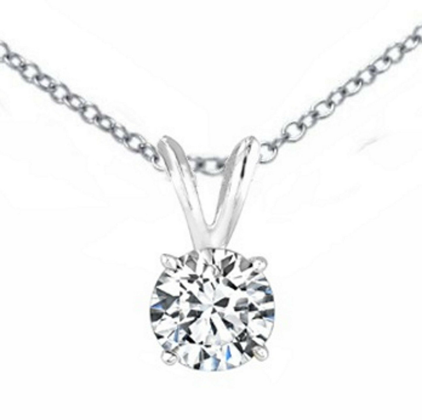 0.75ct diamond pendant 14k white gold certified D VS2 W/chain