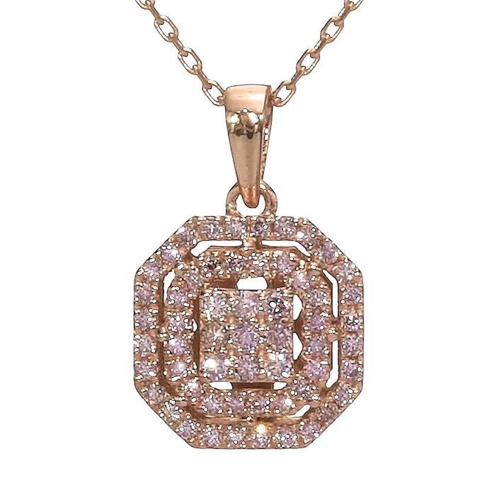 NP050MPVVS1VS1RG: Rose Gold 14K Diamond Round Brilliant Mix Pink VVS1-VS1