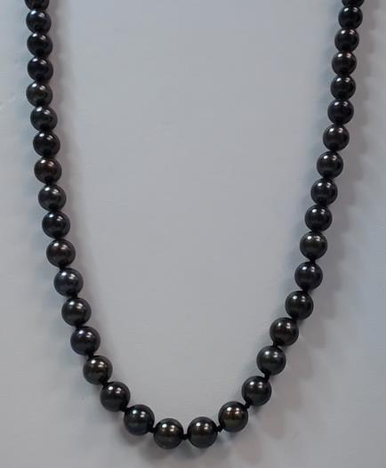 18" 6MM BLK PEARL NECKLAC E YG CLASP